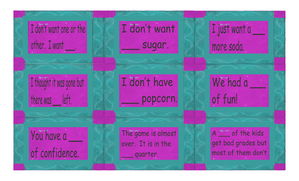 Quantifiers Legal Size Text Card Game