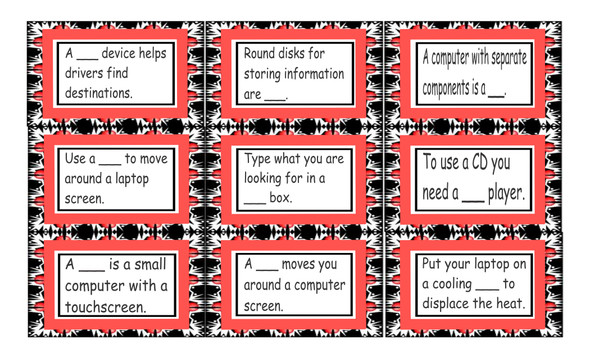 Computer Technology Legal Size Text Card Game