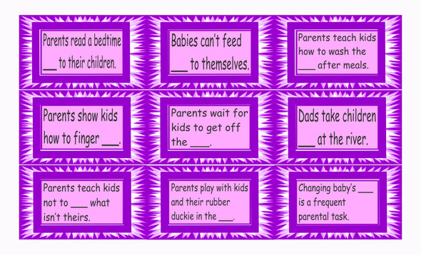 Parenting Activities Legal Size Text Card Game