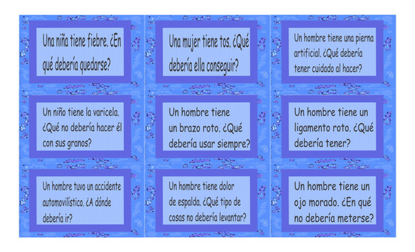 Advice Modals Spanish Legal Size Text Card Game