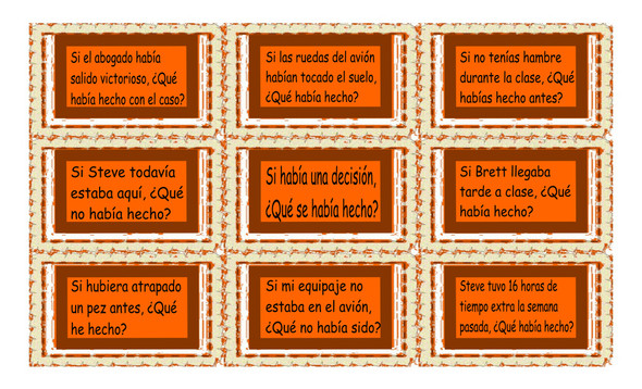 Past Perfect Tense Spanish Legal Size Text Card Game