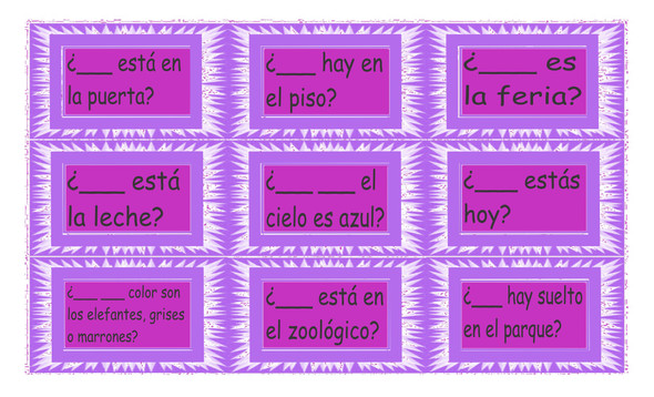 Present Simple Tense Question Words Spanish Legal Size Text Card Game