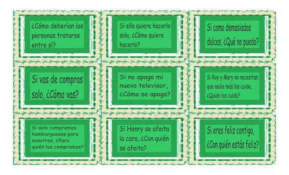 Reflexive and Reciprocal Pronouns Spanish Legal Size Text Card Game