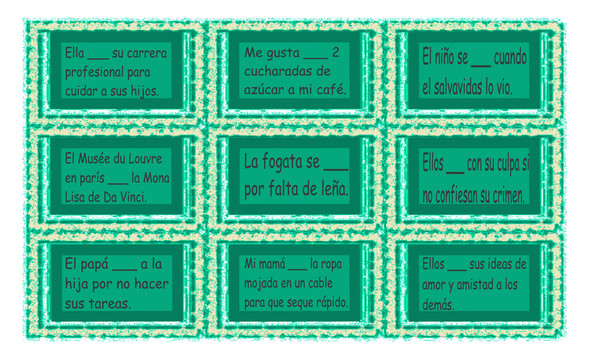 Verbs Ending in GAR Spanish Legal Size Text Card Game