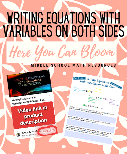 Writing Equations with Variables on Both Sides Video & Notes