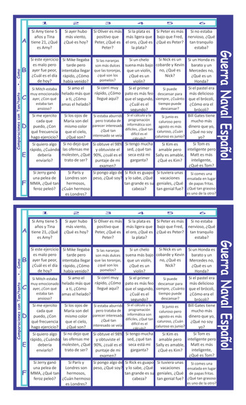 Comparisons with Tan +  Adj. + Como Spanish Legal Size Text Guerra Naval Board Game