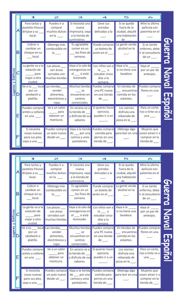 Places and Buildings Spanish Legal Size Text Guerra Naval Board Game
