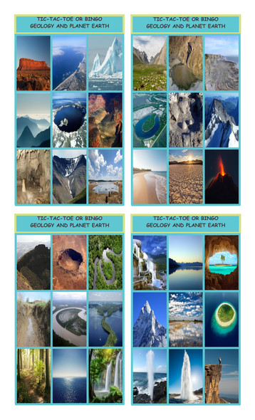 Geology and Planet Earth Legal Size Photo Tic-Tac-Toe or Bingo Card Game