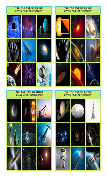 Space and Astronomy Legal Size Photo Tic-Tac-Toe or Bingo Card Game