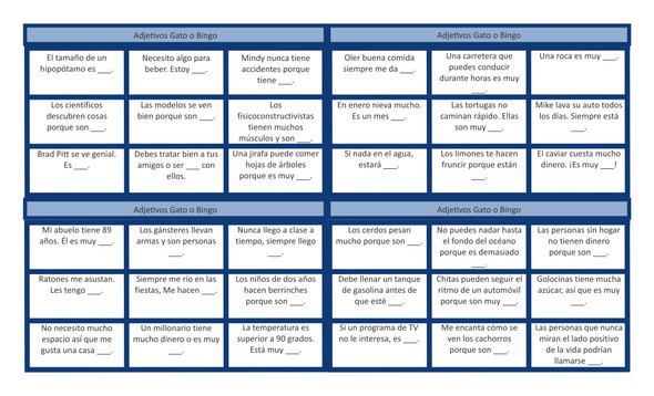 Adjectives Spanish Tic-Tac-Toe or Bingo Game