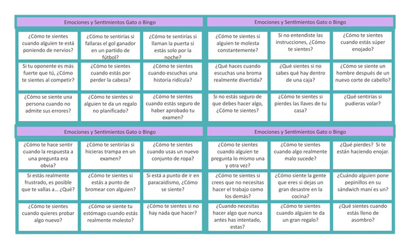 Feelings and Emotions Spanish Legal Size Text Tic-Tac-Toe or Bingo Game