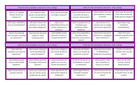 Healthy Lifestyle and Nutrition Spanish Legal Size Text Tic-Tac-Toe or Bingo Game