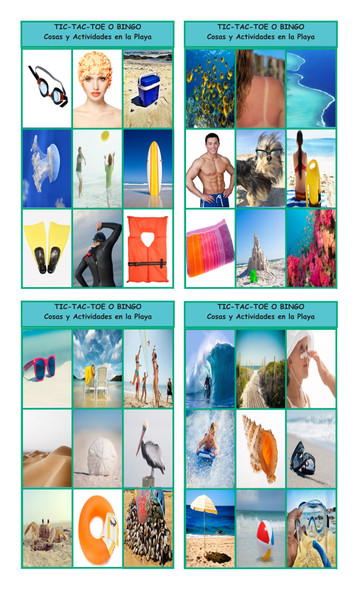 Beach Things and Activities Spanish Legal Size Photo Tic-Tac-Toe or Bingo Card Game