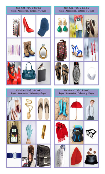Clothing, Accessories, Footwear, and Jewelry Spanish Legal Size Photo Tic-Tac-Toe or Bingo Card Game