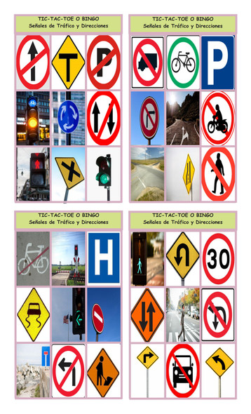 Road Signs and Directions Spanish Legal Size Photo Tic-Tac-Toe or Bingo Card Game