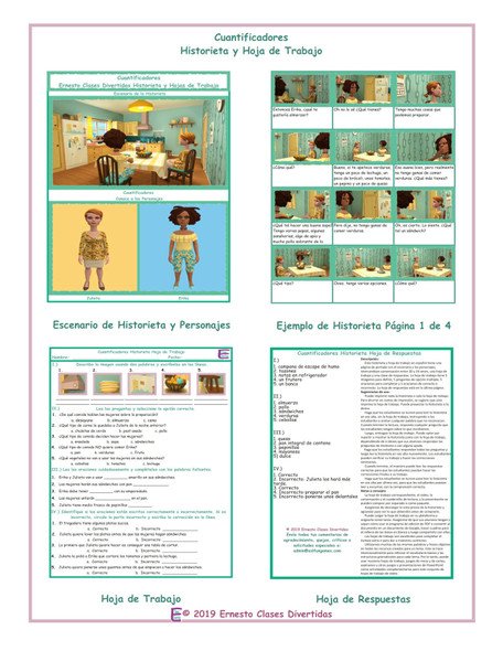 Quantifiers Spanish Comic Book and Worksheet
