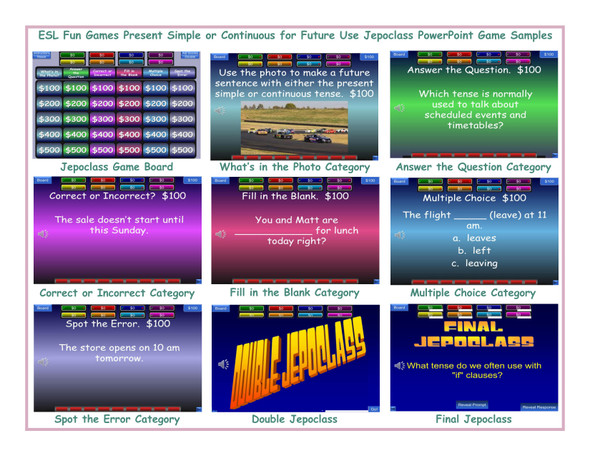 Present Simple or Continuous for Future Use Jepoclass PowerPoint Game