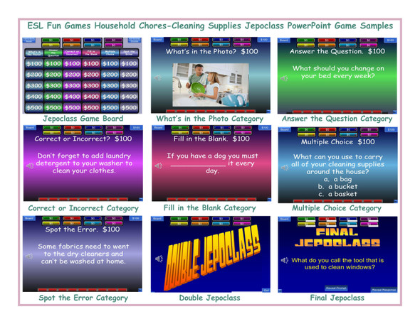 Household Chores-Cleaning Supplies Jepoclass PowerPoint Game