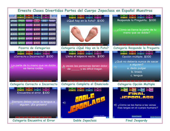Body Parts Spanish Jepoclass PowerPoint Game