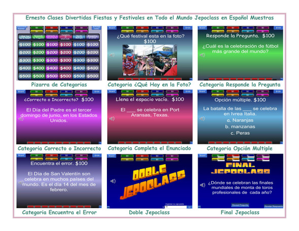 Holidays and Festivals Around The World Spanish Jepoclass PowerPoint Game