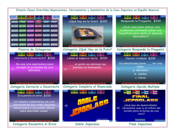 House Repairs, Tools and Supplies Spanish Jepoclass PowerPoint Game