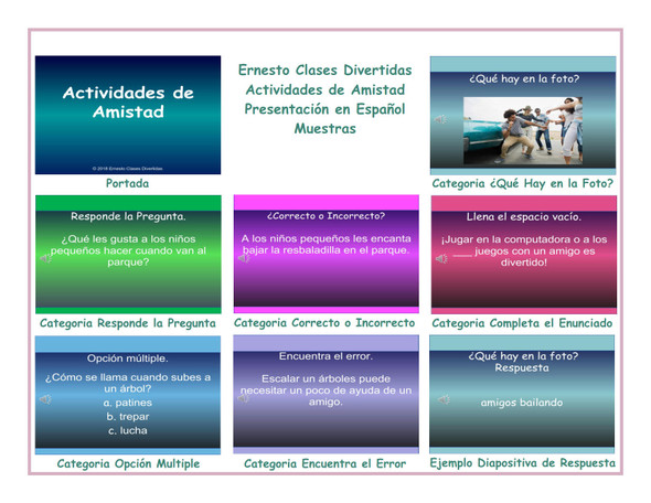 Friendship Activities Spanish PowerPoint Presentation