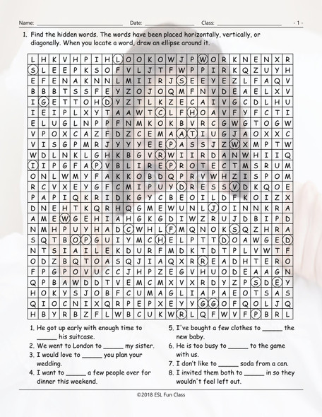 Infinitives of Purpose Word Search Worksheet