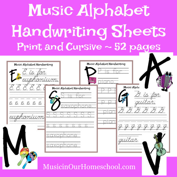 Music Alphabet Handwriting Practice Sheets