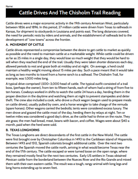 Cattle Drives and Chisholm Trail Lesson