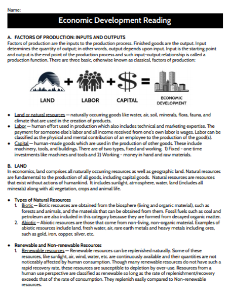 Economic Development and Factors of Production