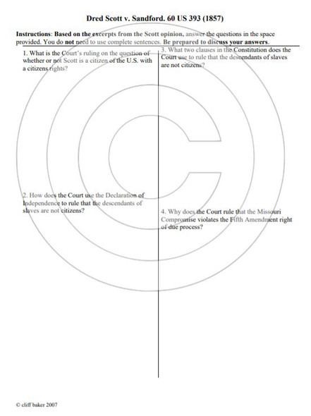 Dred Scott v. Sandford primary source analysis activity