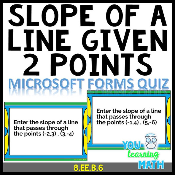 Finding the Slope of a Line given 2 Points: Microsoft Forms Quiz - 24 Problems