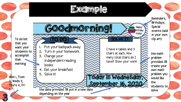 October Editable Morning Message (3rd Grade)-Math Solve It's