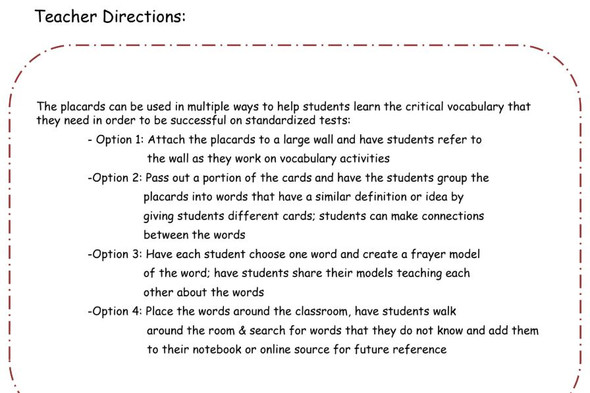 Academic Vocabulary Placards