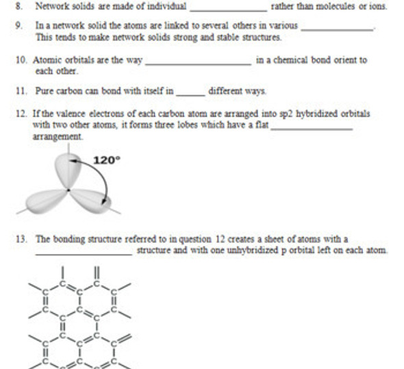 Crash Course Chemistry Video Worksheet 34:Network Solids & Carbon (Distance Learning)