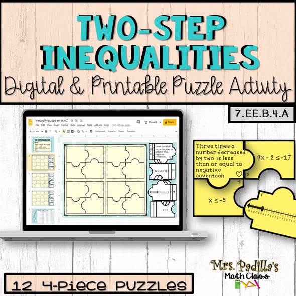 Two-step Inequalities Puzzle Activity (digital/Printable)