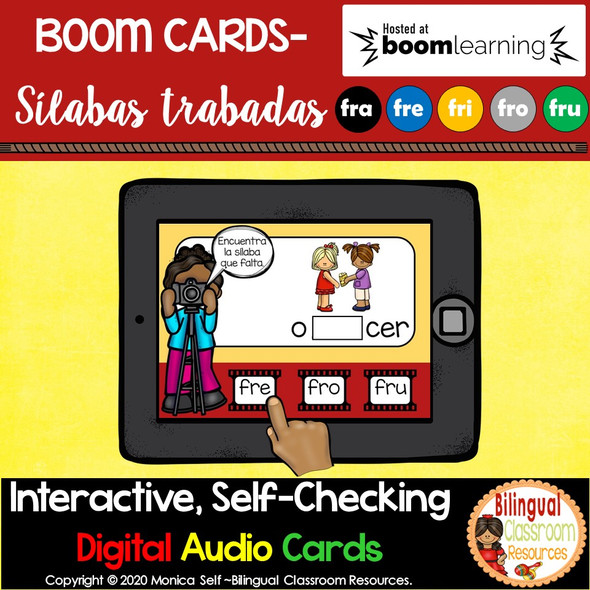 BOOM Cards Sílabas trabadas Fr (fra, fre, fri, fro and fru)- Distance Learning