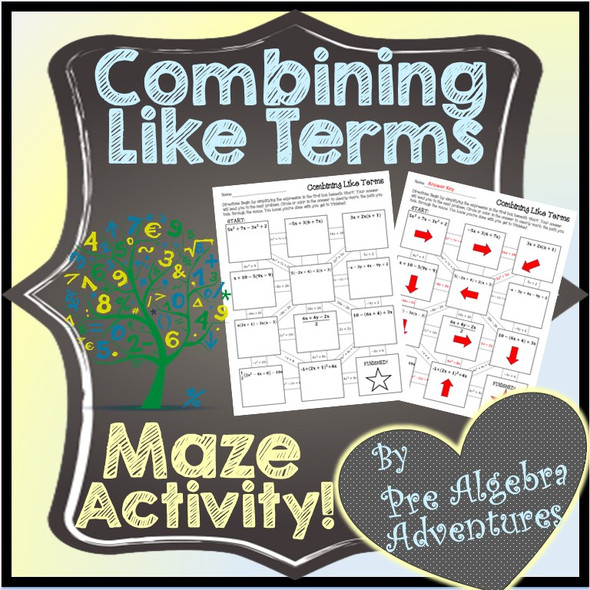 Combining Like Terms Maze Activity