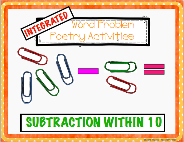 Integrated Word Problem Poem Pack (Subtraction within 10)