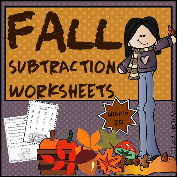 Fall Subtraction to 20 Fact Fluency Worksheets