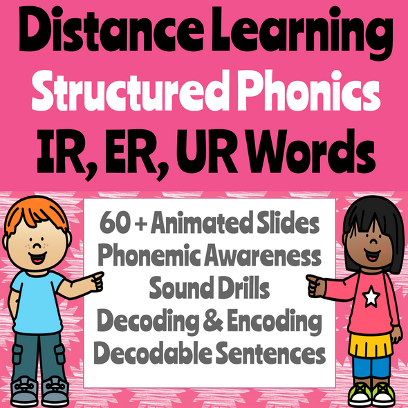 Distance Learning Phonics Presentation for -ER/-IR/-UR  R-Controlled Vowel Words (Remote Ready Resource)