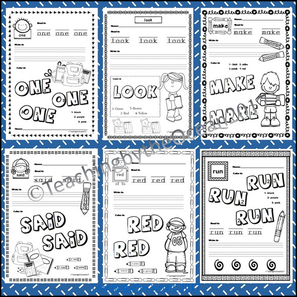 Pre-Primer Sight Words Worksheets - Back to School Themed