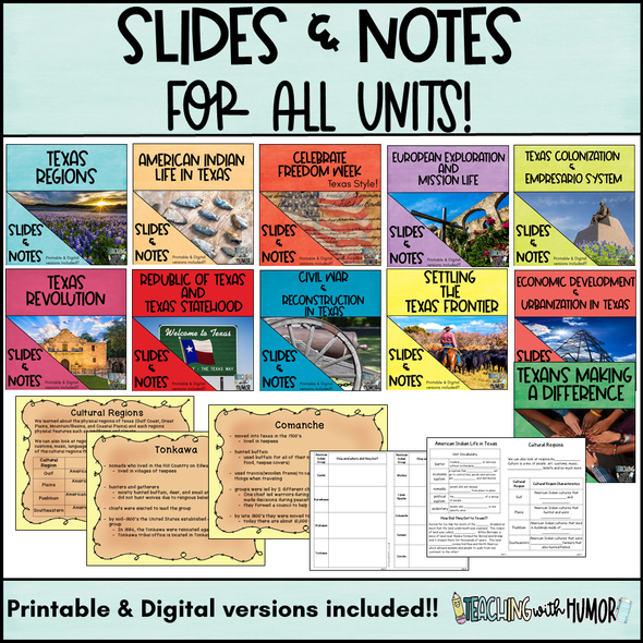 Texas History SLIDES & NOTES BUNDLE! 