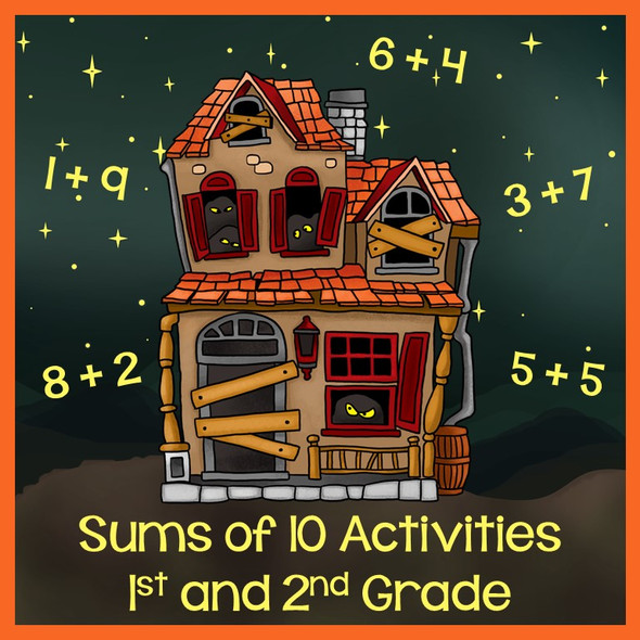  Sums of 10 - Halloween Addition Math Game and Activity - 1st and 2nd Grade 