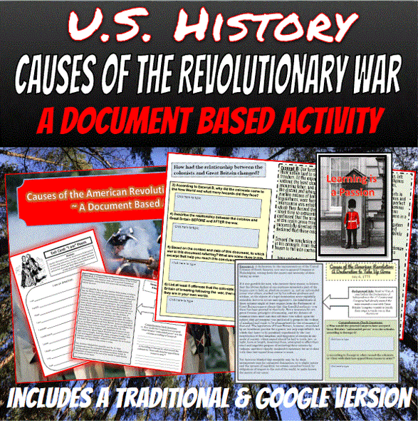 U.S. History | Causes of the American Revolution | Document Based Activity