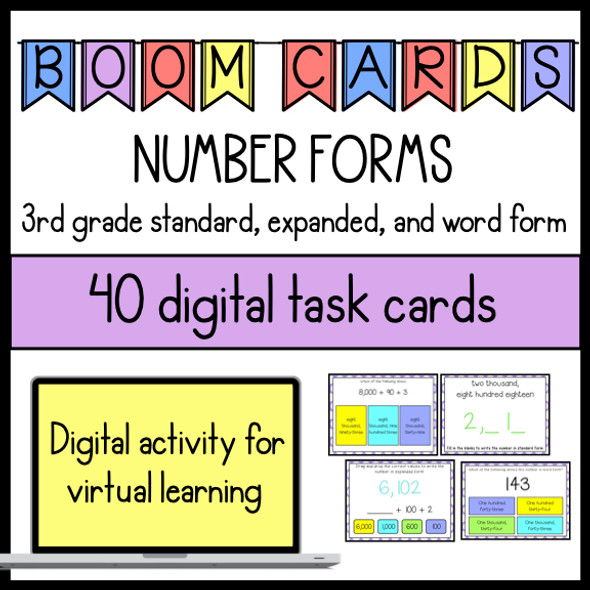 3rd Grade Number Forms to the Thousands Digital Boom Cards for Distance Learning