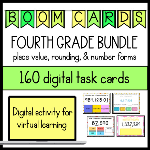 4th Grade Place Value, Number Forms, & Rounding Boom Cards for Distance Learning