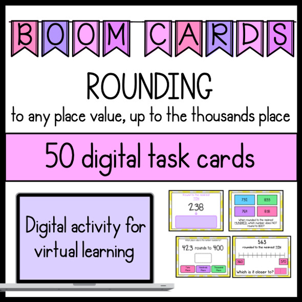 3rd Grade Rounding to the Thousands Digital Boom Cards for Distance Learning