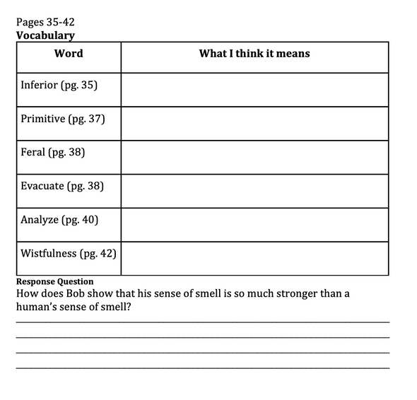 The One and Only Bob Comprehension and Vocabulary Guide