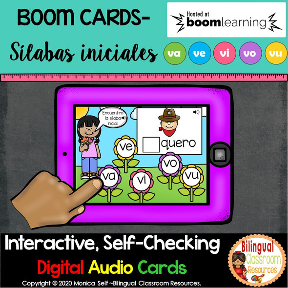 BOOM Cards Sílabas iniciales- va, ve, vi, vo, vu (Distance Learning)